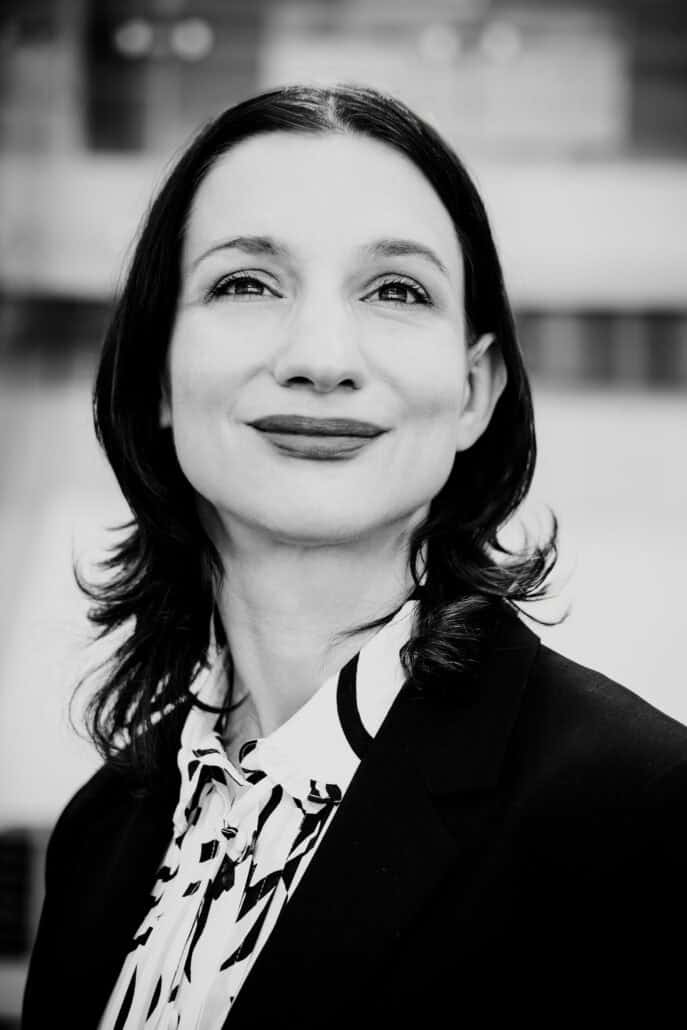 Black and white portrait shot of Dr. Ana Nikolic.