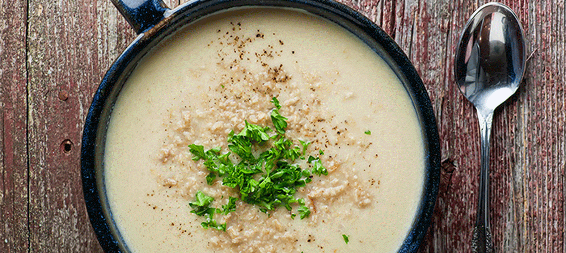 Nigella Lawson’s Cauliflower, Garlic and Turmeric Soup 4 Leap NigellaSoup