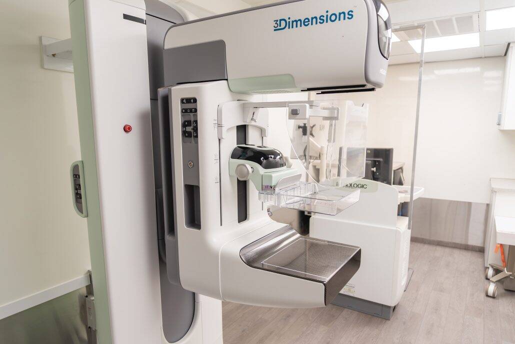 True calling. 4 Piece of medical equipment used to screen for breast cancer.