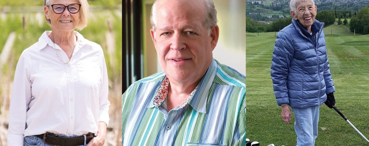 The drive for progress is personal. 5 Collage of three images; two of women and a man in the middle.