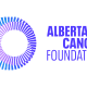 Alberta Cancer Foundation logo with purple and blue swirl.